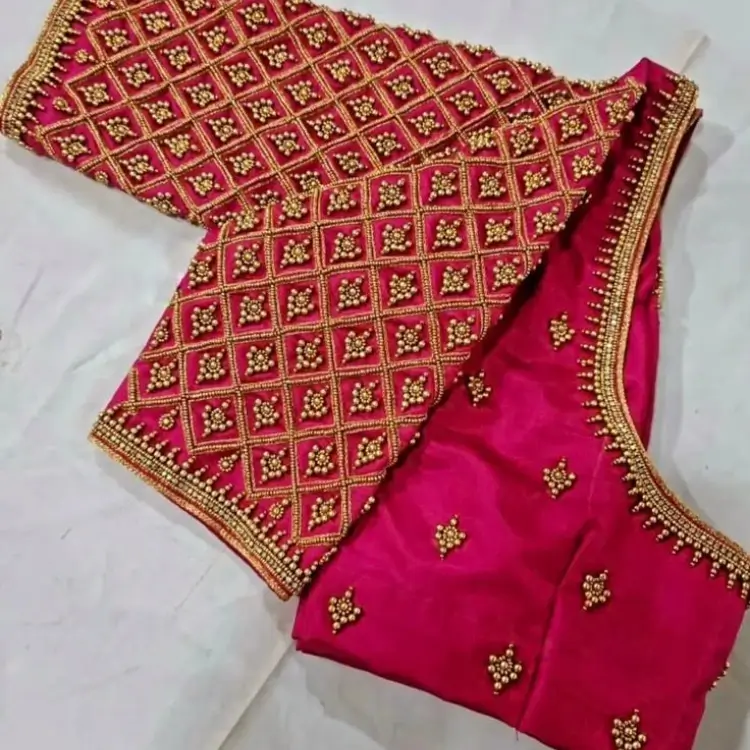 Matching Aari Work with Kanjeevaram