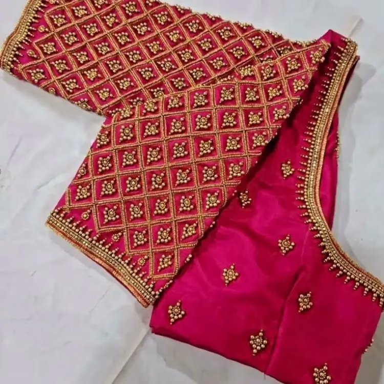 Matching Aari Work with Kanjeevaram